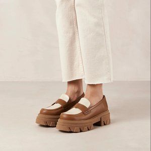 ALOHAS Trailblazer Bicolor Tan + Ivory Leather Loafers - EU39